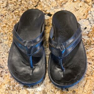 OluKai Black Leather Sandals